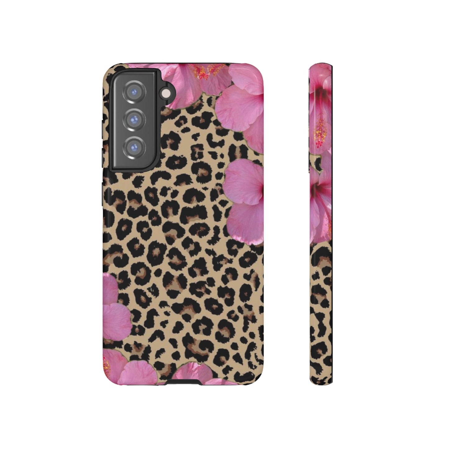 Leopard Bloom Pink Floral Phone Case – Trendy Animal Print Case for iPhone & Samsung