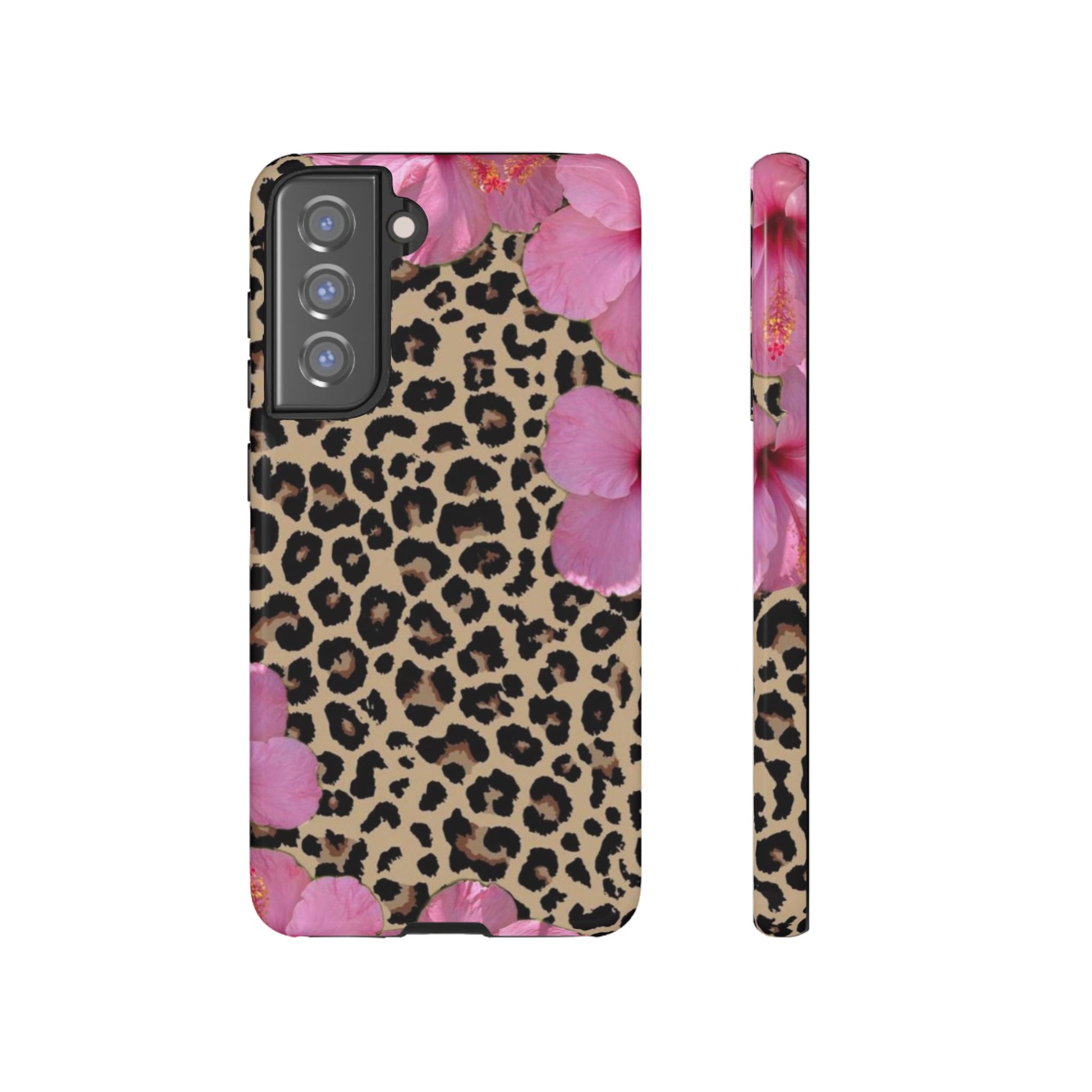 Leopard Bloom Pink Floral Phone Case – Trendy Animal Print Case for iPhone & Samsung - JGUS