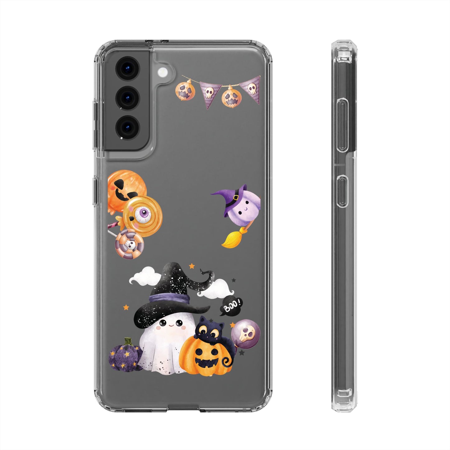 Halloween Clear Phone Case, Spooky Ghost iPhone 13 14 12 15 Pro Case, Trick or Treat Cover, Cute Halloween Gift