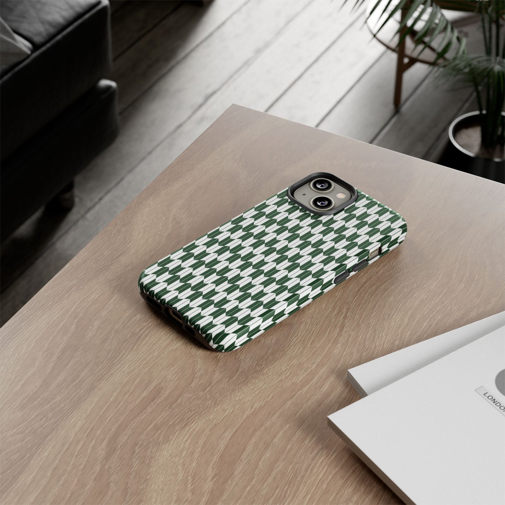 Green Harmony Geometric Phone Case – Durable, Slim, and MagSafe Compatible - JGUS