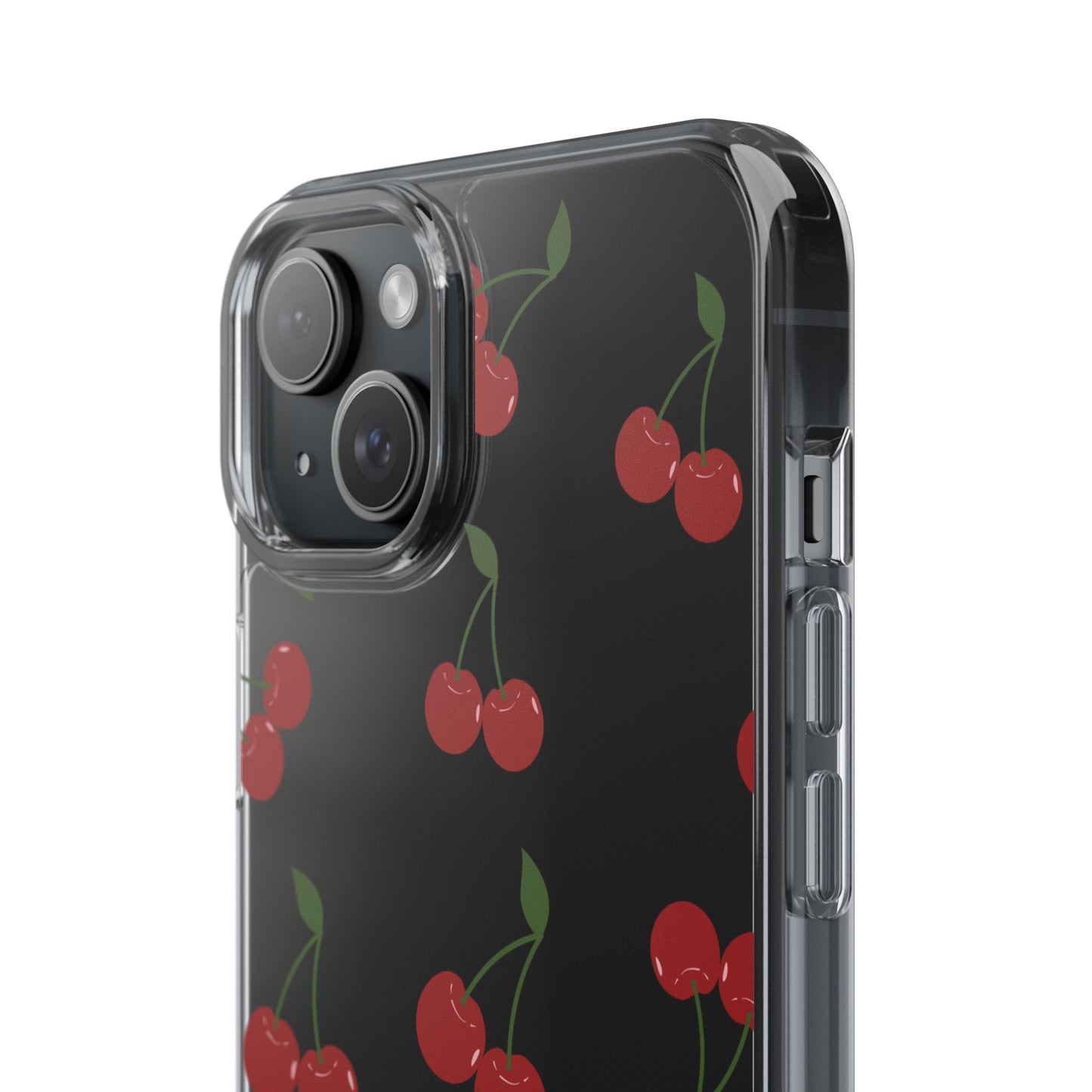 Random Cherry Pattern Clear Phone Case – Playful and Protective