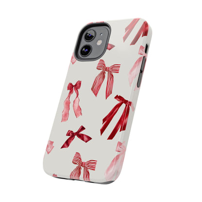 Burgundy Chic Bow Design Phone Case – Customizable, Dual-Layer Protection for iPhone & Samsung