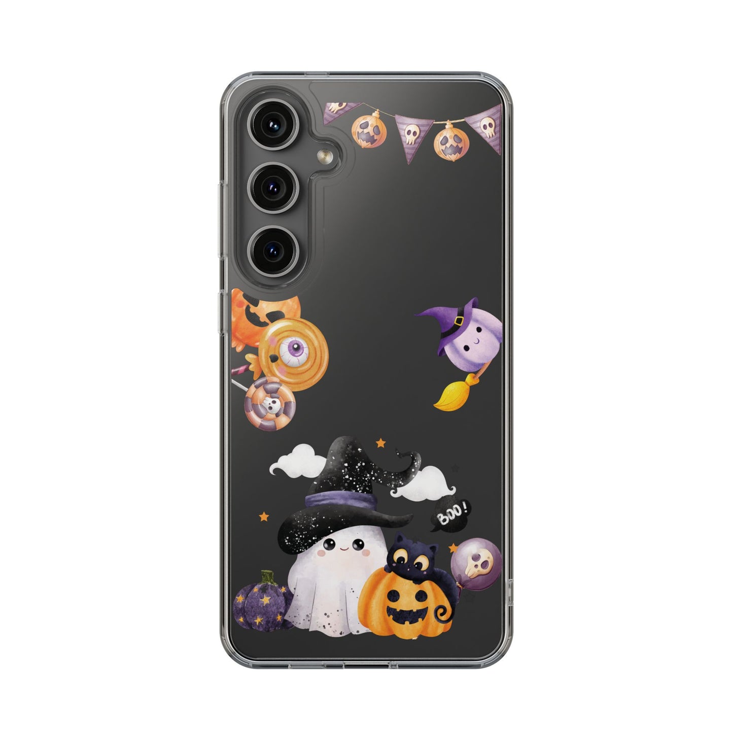 Halloween Clear Phone Case, Spooky Ghost iPhone 13 14 12 15 Pro Case, Trick or Treat Cover, Cute Halloween Gift