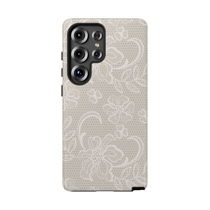 Lace Phone Case for iPhone Samsung Pixel – Cream Floral Elegant Aesthetic - JGUS