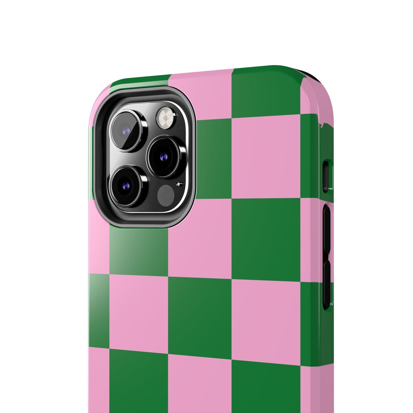 Pink Retro Checkered Phone Case – 90s Aesthetic, Vintage Grid Pattern for iPhone & Samsung