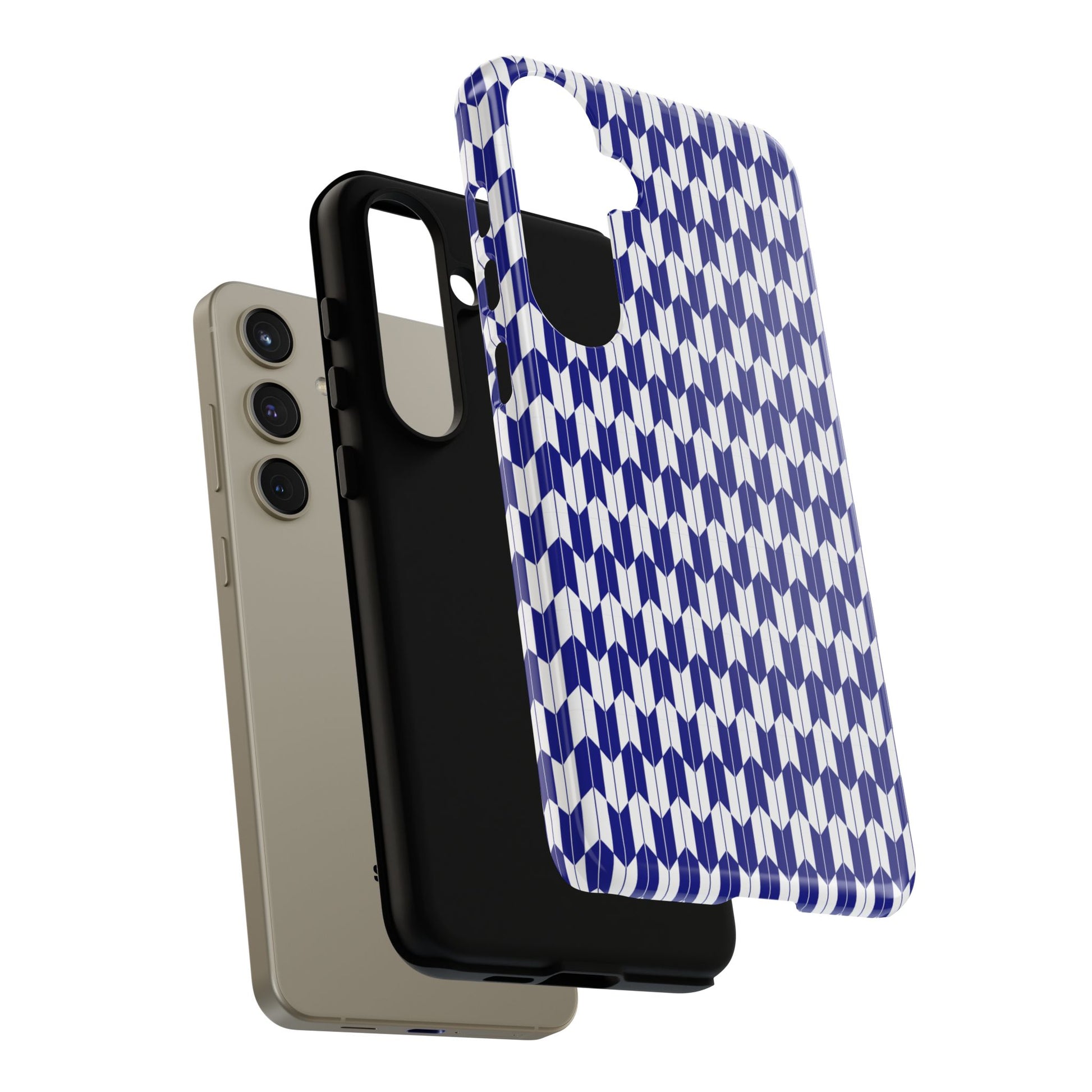 Navy Blue Geometric Phone Case for iPhone Samsung Pixel – Minimal Pattern Modern Aesthetic - JGUS
