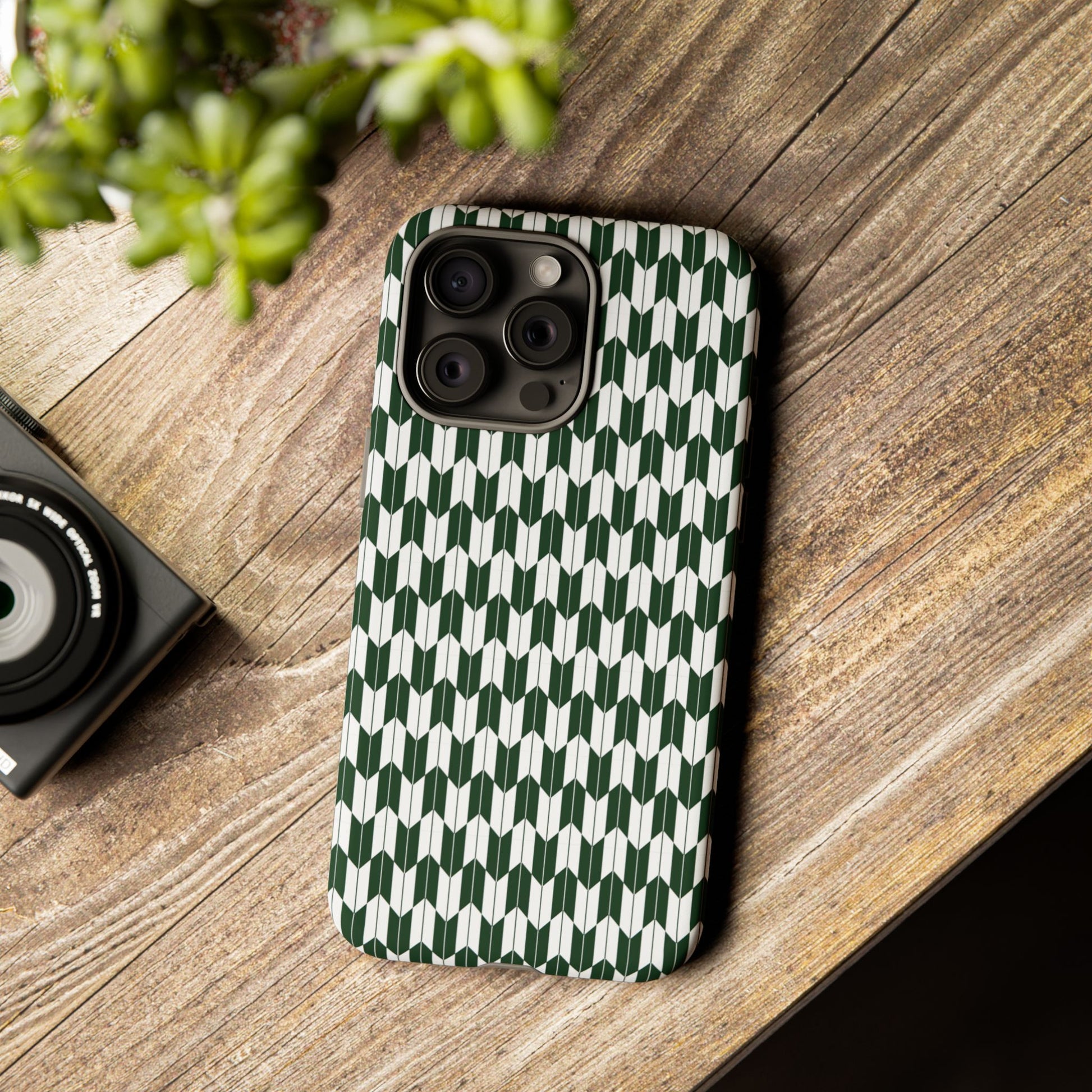 Green Harmony Geometric Phone Case – Durable, Slim, and MagSafe Compatible - JGUS