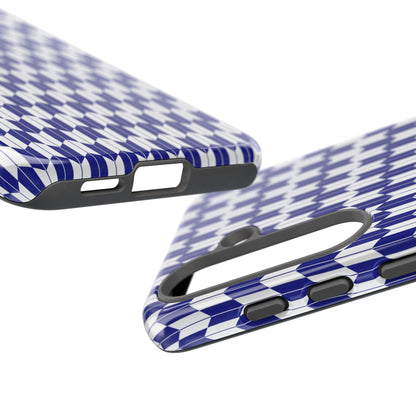 Navy Blue Geometric Phone Case for iPhone Samsung Pixel – Minimal Pattern Modern Aesthetic - JGUS