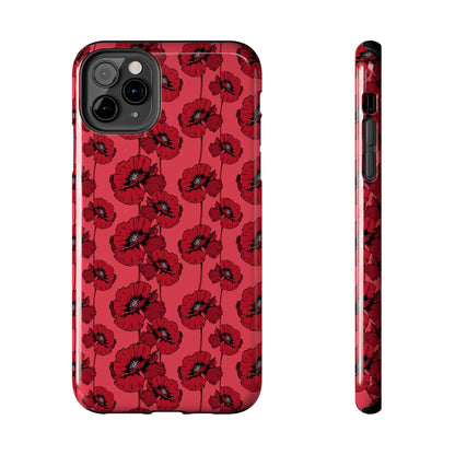 Scarlet Sketch | Red Poppy Floral Phone Case – Aesthetic Protective Cover for iPhone & Samsung