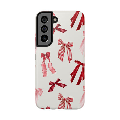 Burgundy Chic Bow Design Phone Case – Customizable, Dual-Layer Protection for iPhone & Samsung