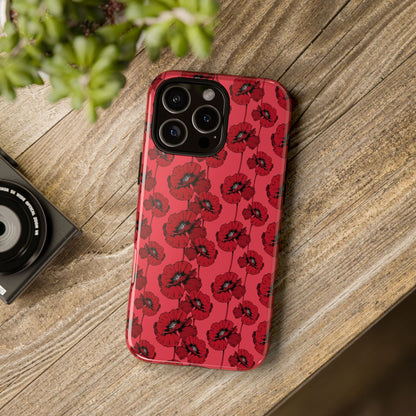 Red Poppy Phone Case for iPhone, Samsung & Google Pixel – Bold Floral Statement Aesthetic - JGUS