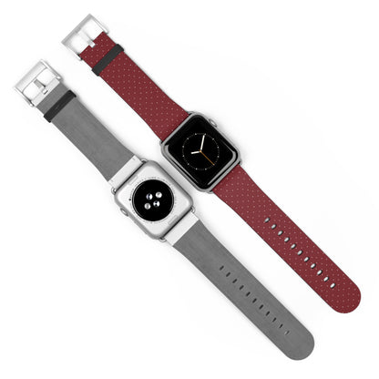 Burgundy & White Vegan Leather Apple Watch Band - Eco-Friendly & Festive Design