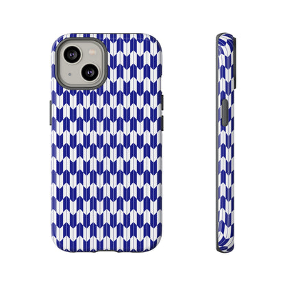Navy Blue Geometric Phone Case for iPhone Samsung Pixel – Minimal Pattern Modern Aesthetic - JGUS