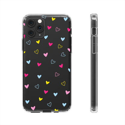 Transparent Heart Design Pattern Clear Phone Case