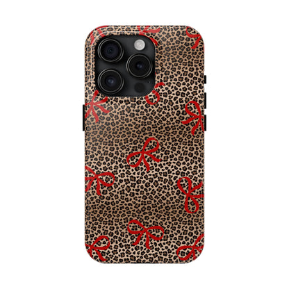 Bold Bow Leopard Print Phone Case – Aesthetic Protective Cover for iPhone & Samsung - Fashionable Animal Print Cover