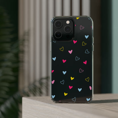 Transparent Heart Design Pattern Clear Phone Case