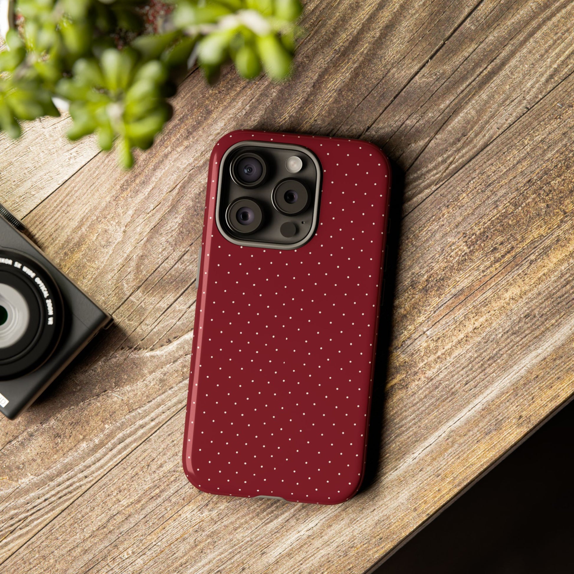 Burgundy  & White Dots Case - JGUS