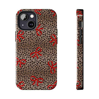 Bold Bow Leopard Print Phone Case – Aesthetic Protective Cover for iPhone & Samsung - Fashionable Animal Print Cover