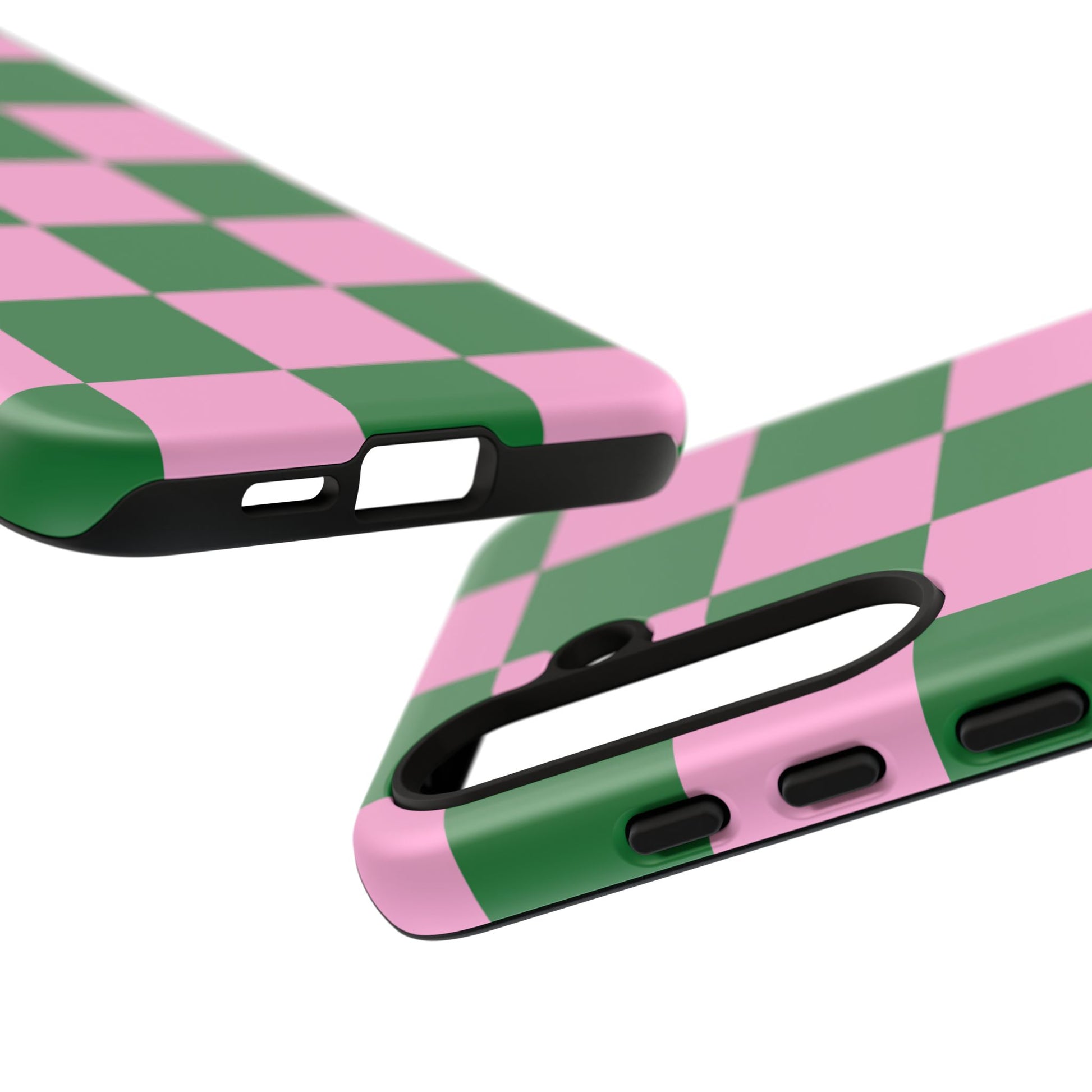 Pink Retro Checkered Phone Case – 90s Aesthetic, Vintage Grid Pattern for iPhone & Samsung - JGUS