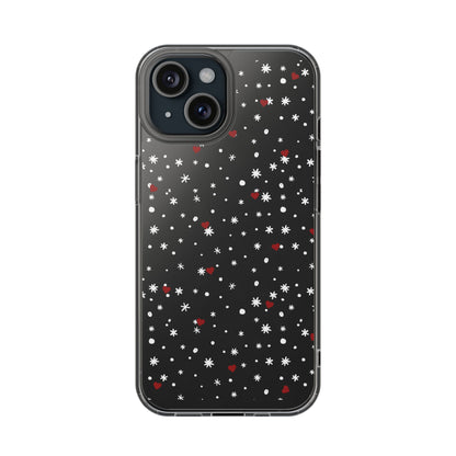 Snowy Hearts Clear Phone Case