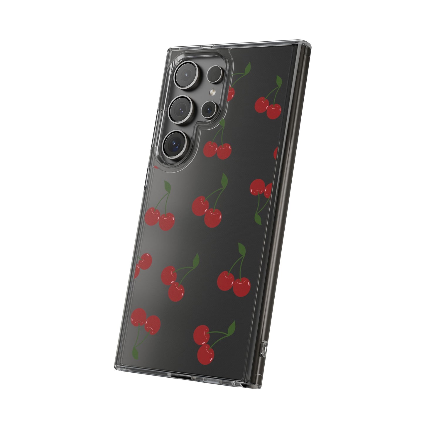 Random Cherry Pattern Clear Phone Case – Playful and Protective