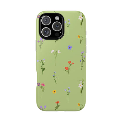 Pastel Green Wildflower Phone Case – Cute Floral Pattern for iPhone & Samsung