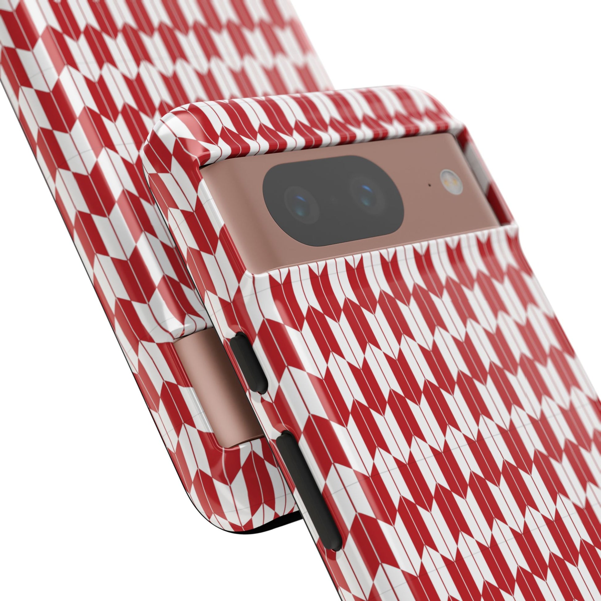 Red Geometric Phone Case for iPhone Samsung Pixel – Bold Pattern Aesthetic Modern Design - JGUS