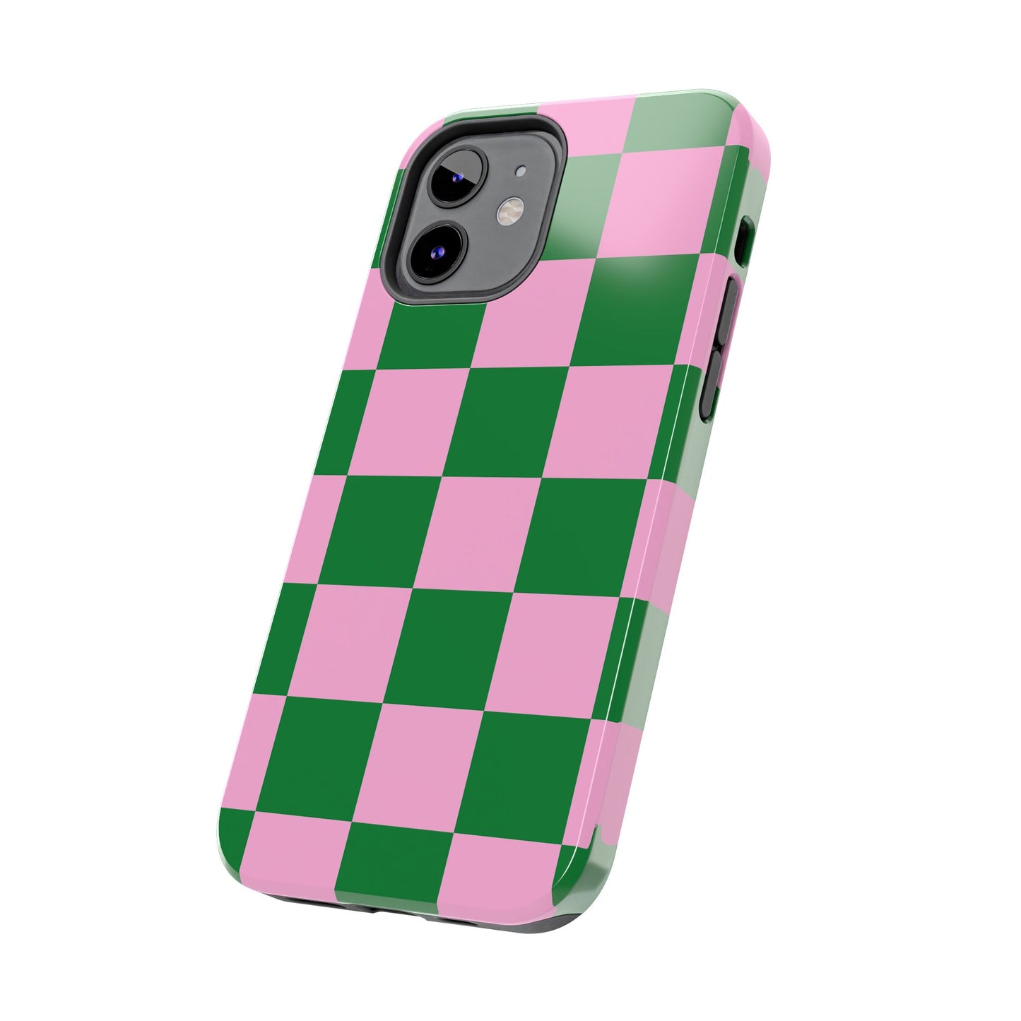 Pink Retro Checkered Phone Case – 90s Aesthetic, Vintage Grid Pattern for iPhone & Samsung