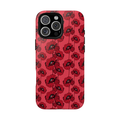 Red Poppy Phone Case for iPhone, Samsung & Google Pixel – Bold Floral Statement Aesthetic - JGUS