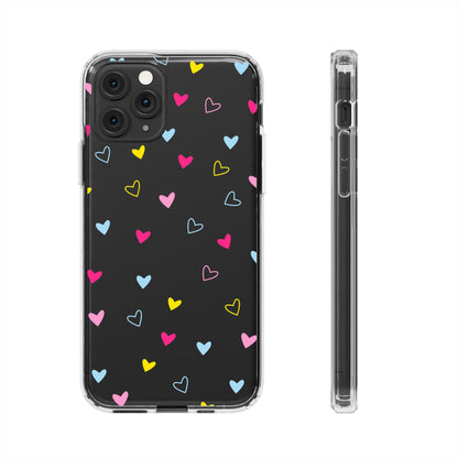 Transparent Heart Design Pattern Clear Phone Case