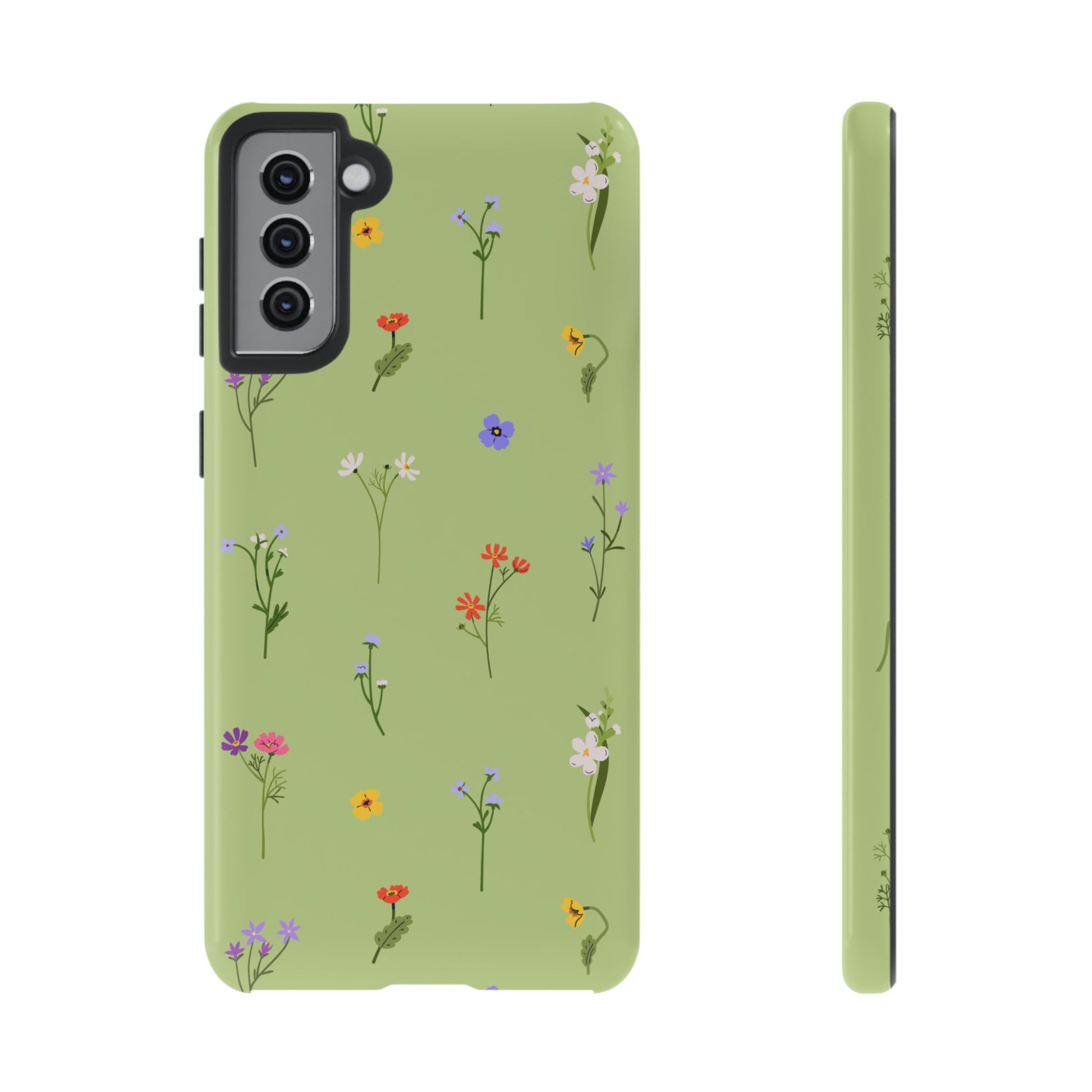Pastel Green Wildflower Phone Case – Cute Floral Pattern for iPhone & Samsung - JGUS
