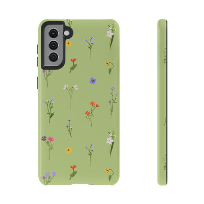 Pastel Green Wildflower Phone Case – Cute Floral Pattern for iPhone & Samsung