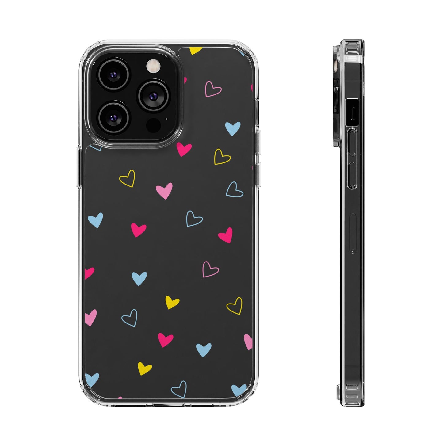 Transparent Heart Design Pattern Clear Phone Case