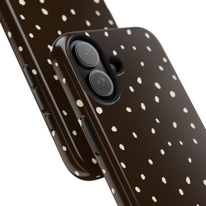 Velvet Mocha – Dark Brown Polka Dot iPhone Case | Dual-Layer Protection & Seasonal Style