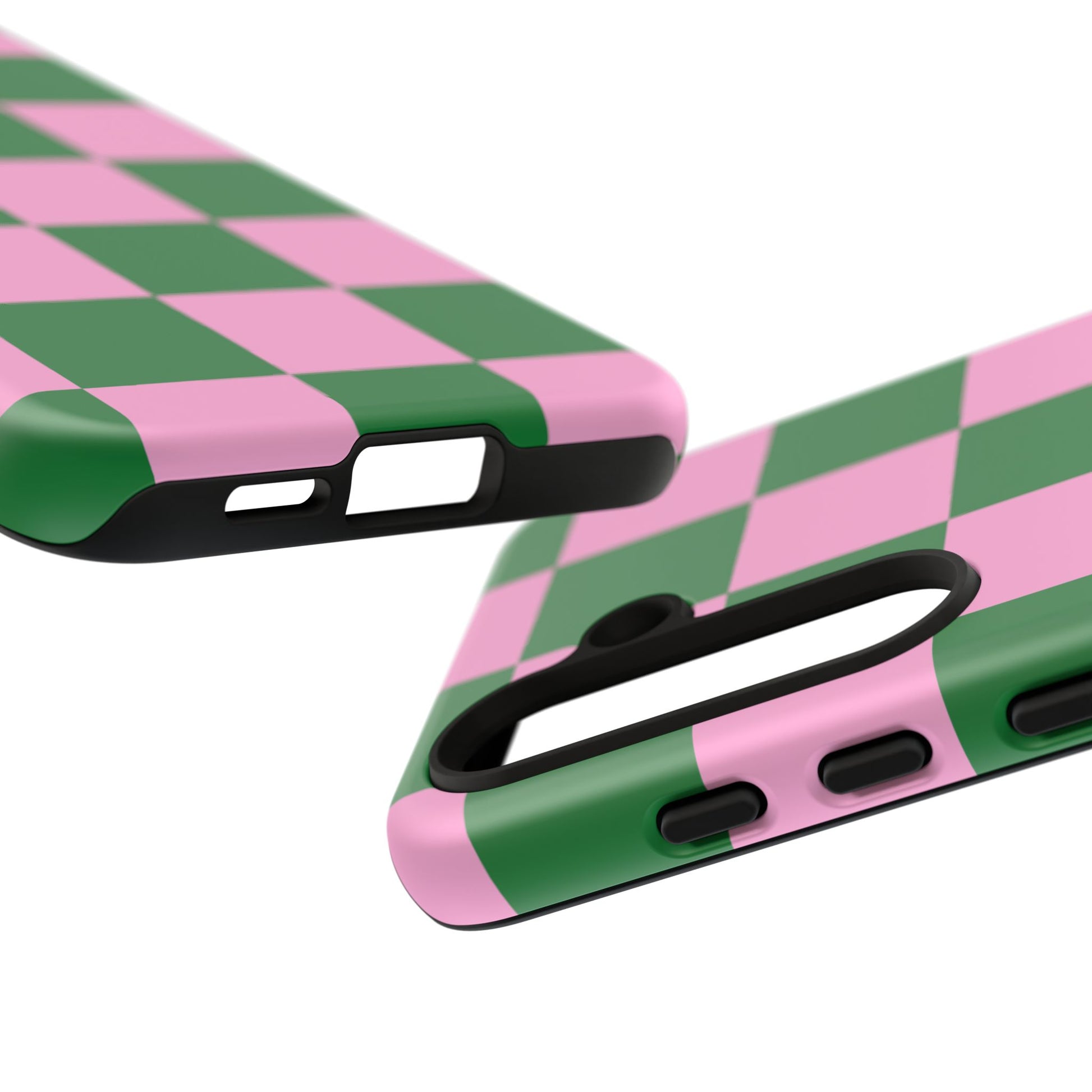 Pink Retro Checkered Phone Case – 90s Aesthetic, Vintage Grid Pattern for iPhone & Samsung - JGUS