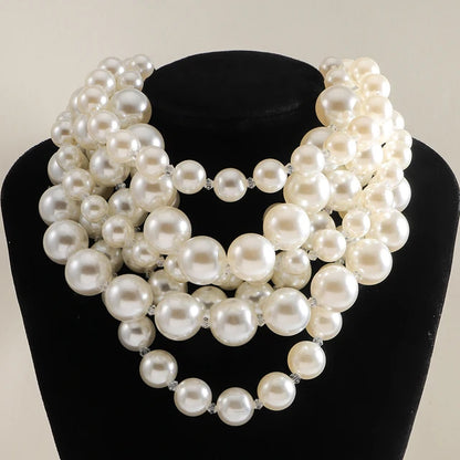 Bohemian Handmade Multilayer Beaded Pearl Necklace | Exaggerated Choker for Banquet & Wedding Accessories