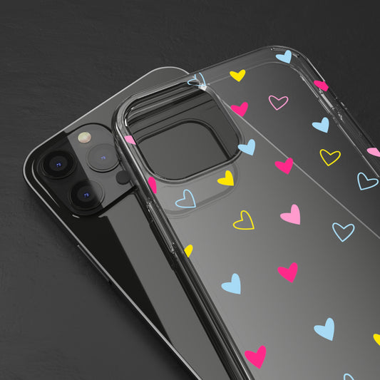 Transparent Heart Design Pattern Clear Phone Case