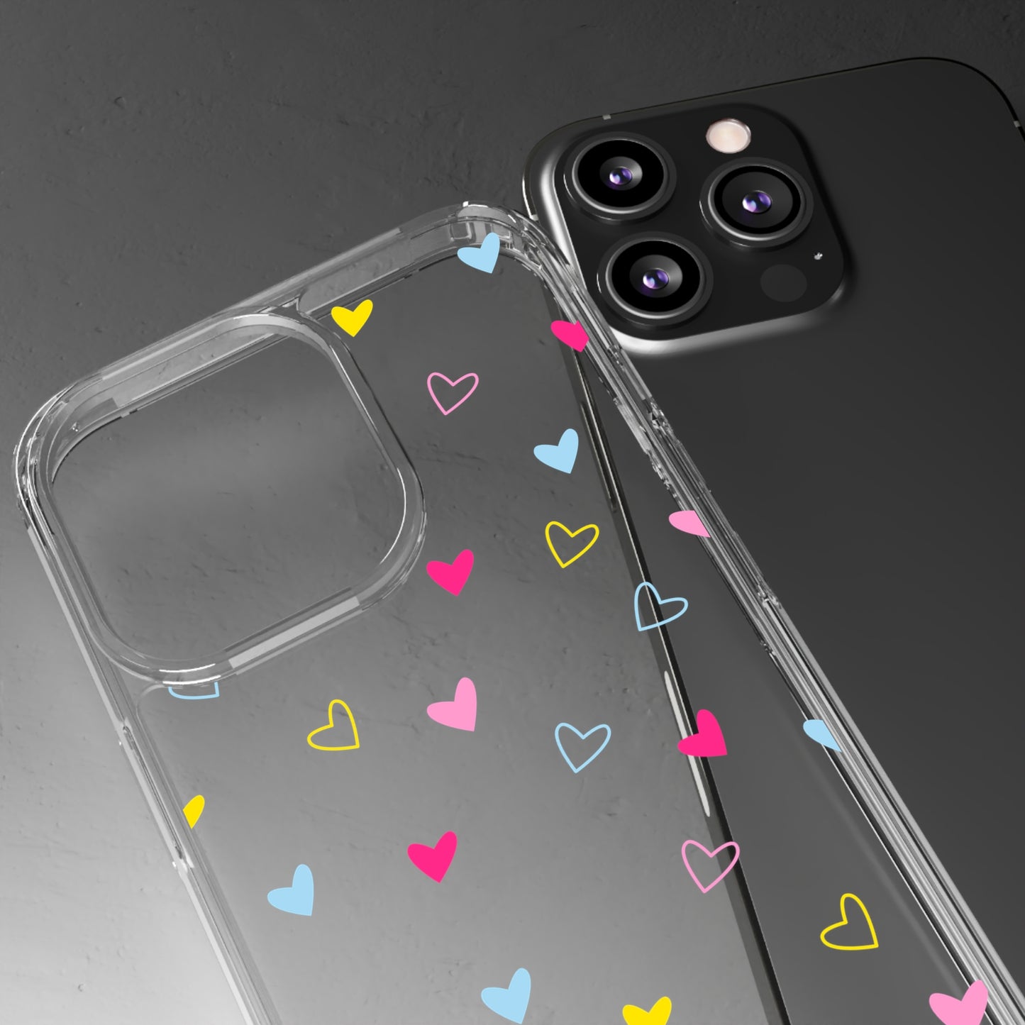 Transparent Heart Design Pattern Clear Phone Case