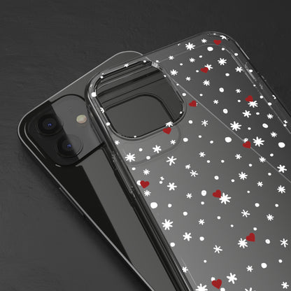 Snowy Hearts Clear Phone Case