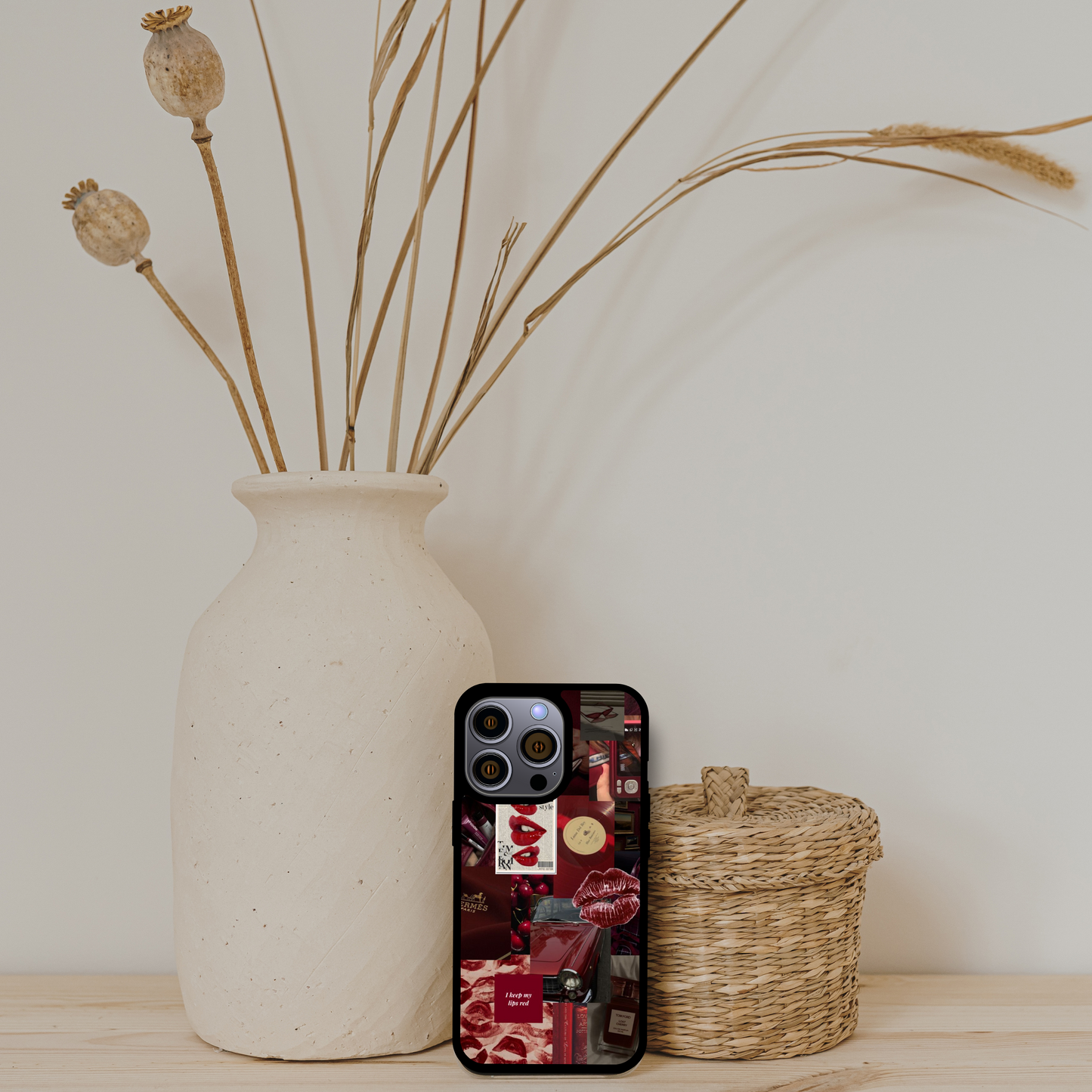 Fall-Inspired Maroon Collage Phone Case