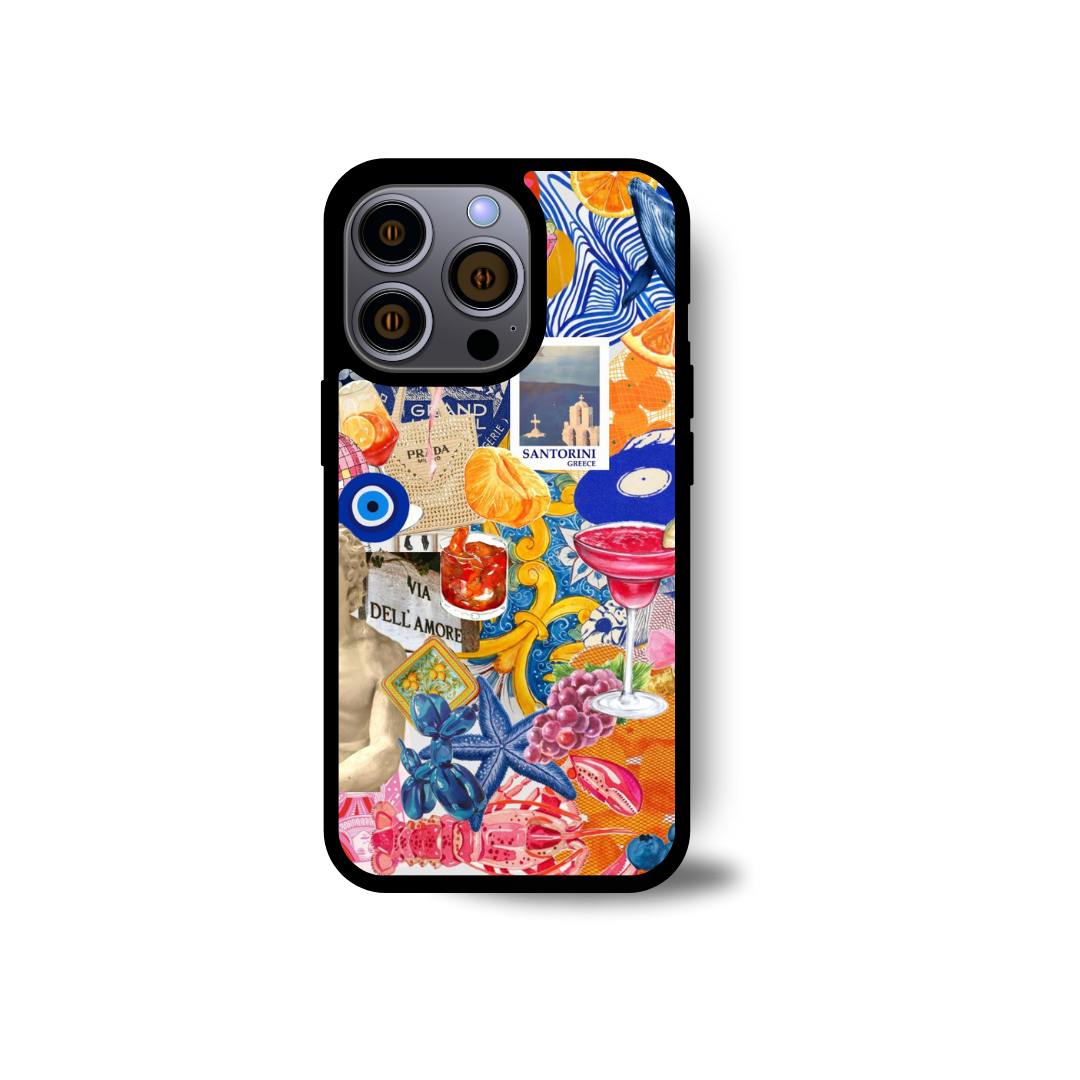 Santorini Vibes Collage Phone Case – Vibrant Sunset-Inspired Design for iPhone