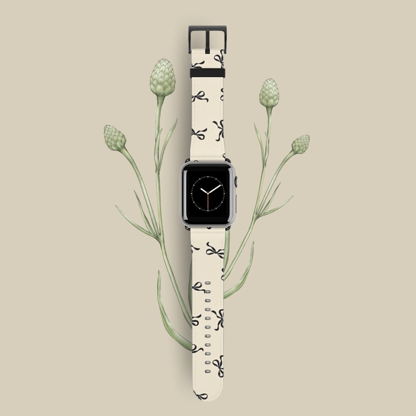 Beige and Black Bow Apple Watch Band - JGUS - #Phone - Case#