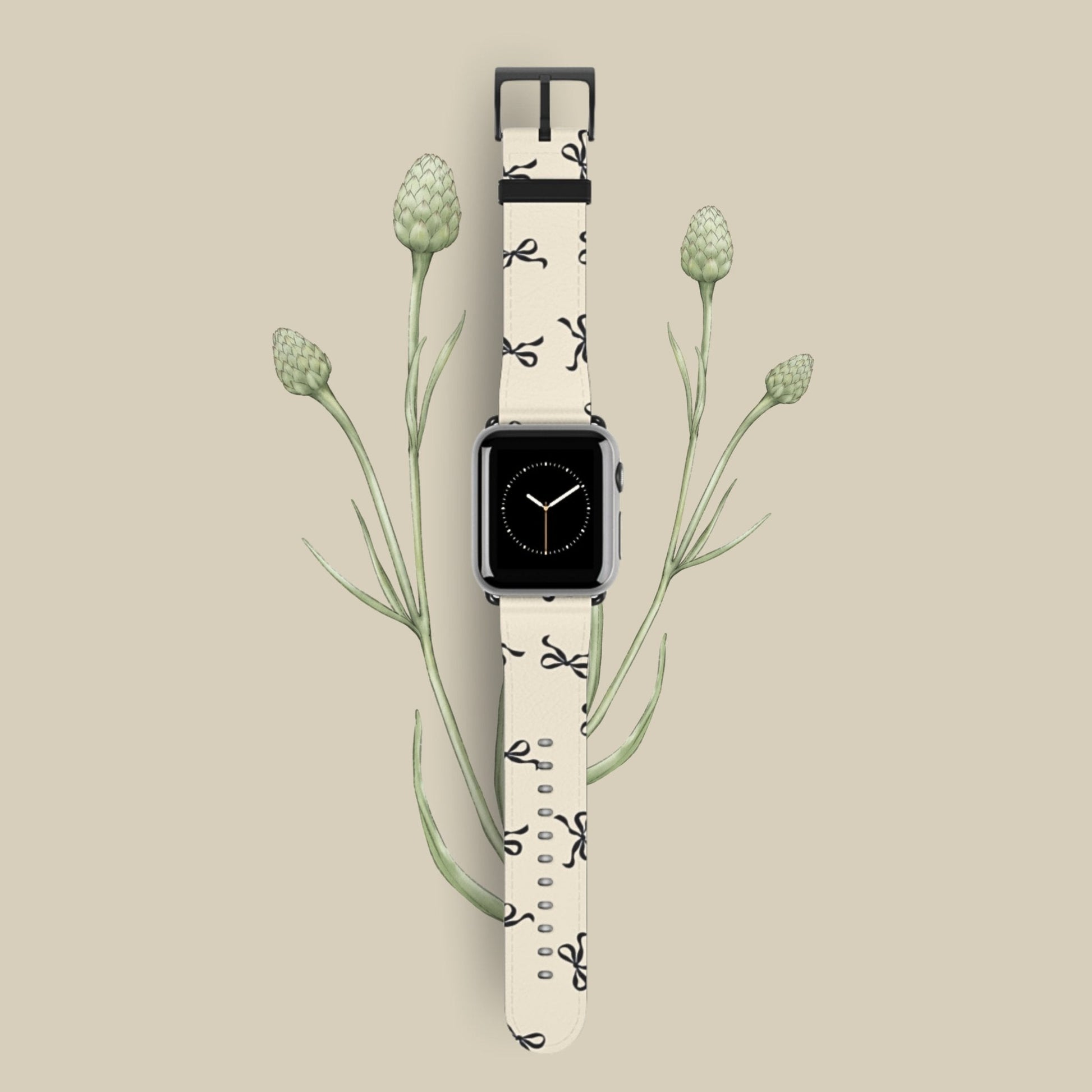 Beige and Black Bow Apple Watch Band - JGUS - #Phone - Case#