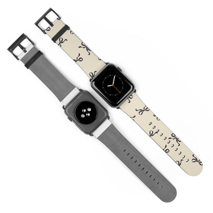 Beige and Black Bow Apple Watch Band - JGUS - #Phone - Case#