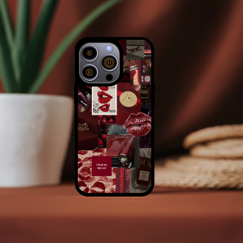 Fall-Inspired Maroon Collage Phone Case