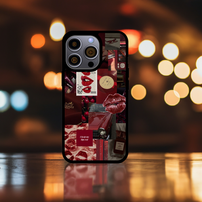 Fall-Inspired Maroon Collage Phone Case