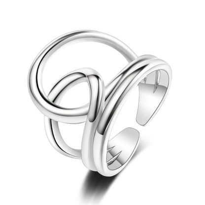 S925 Sterling Silver Minimalist Winding Line Open Ring for Women | Trendy All-Match Jewelry