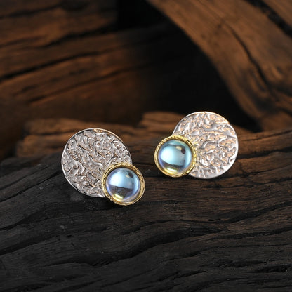 Sterling Silver Zircon Oval Ear Studs | Elegant Inlay Jewelry for Women