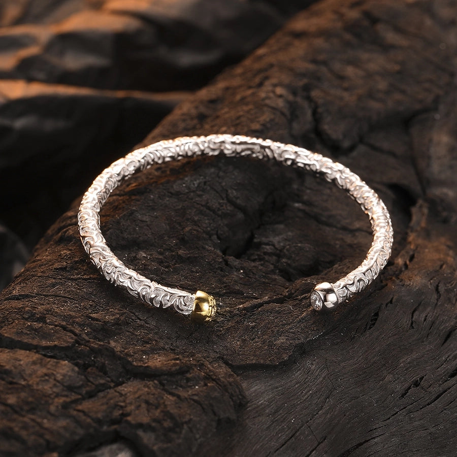 Classic Color Block Zircon Inlay Bracelet | Sterling Silver & 24K Gold Plated