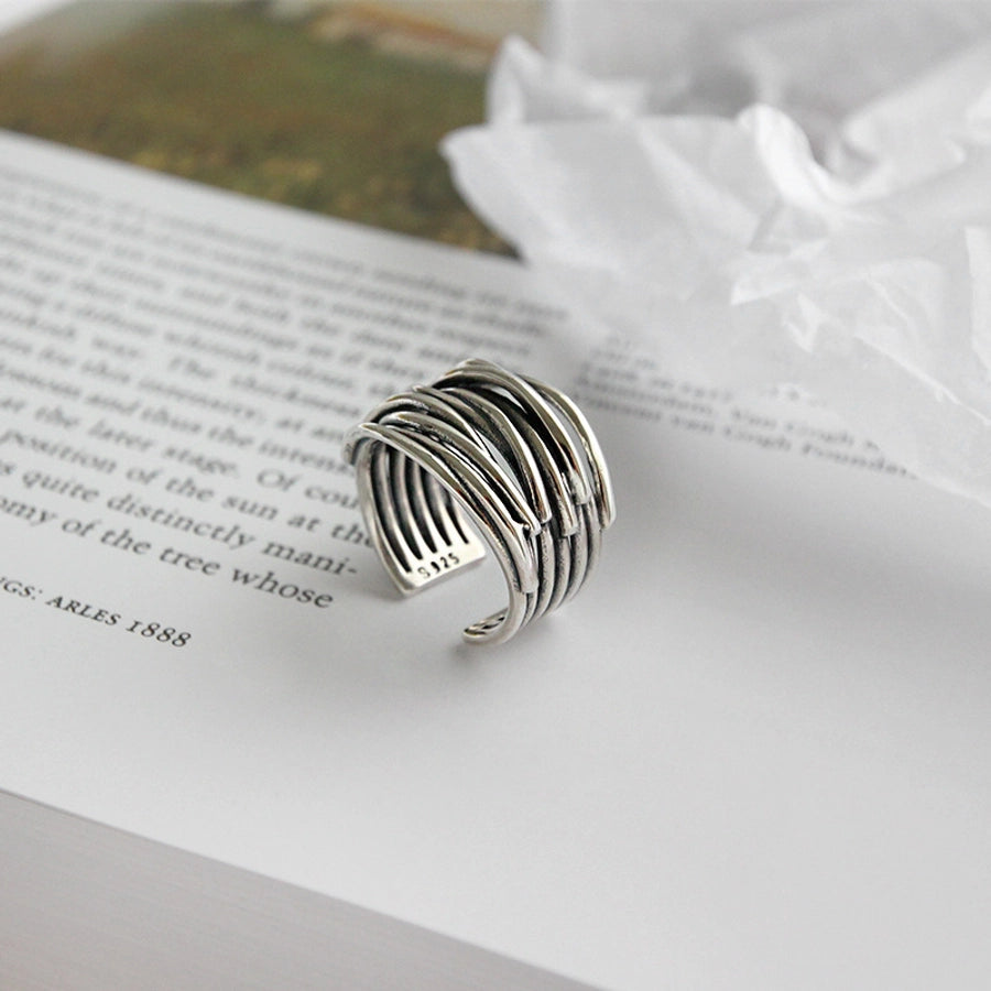 Retro Geometric Sterling Silver Plating Open Ring | Unique Fashion Accessory